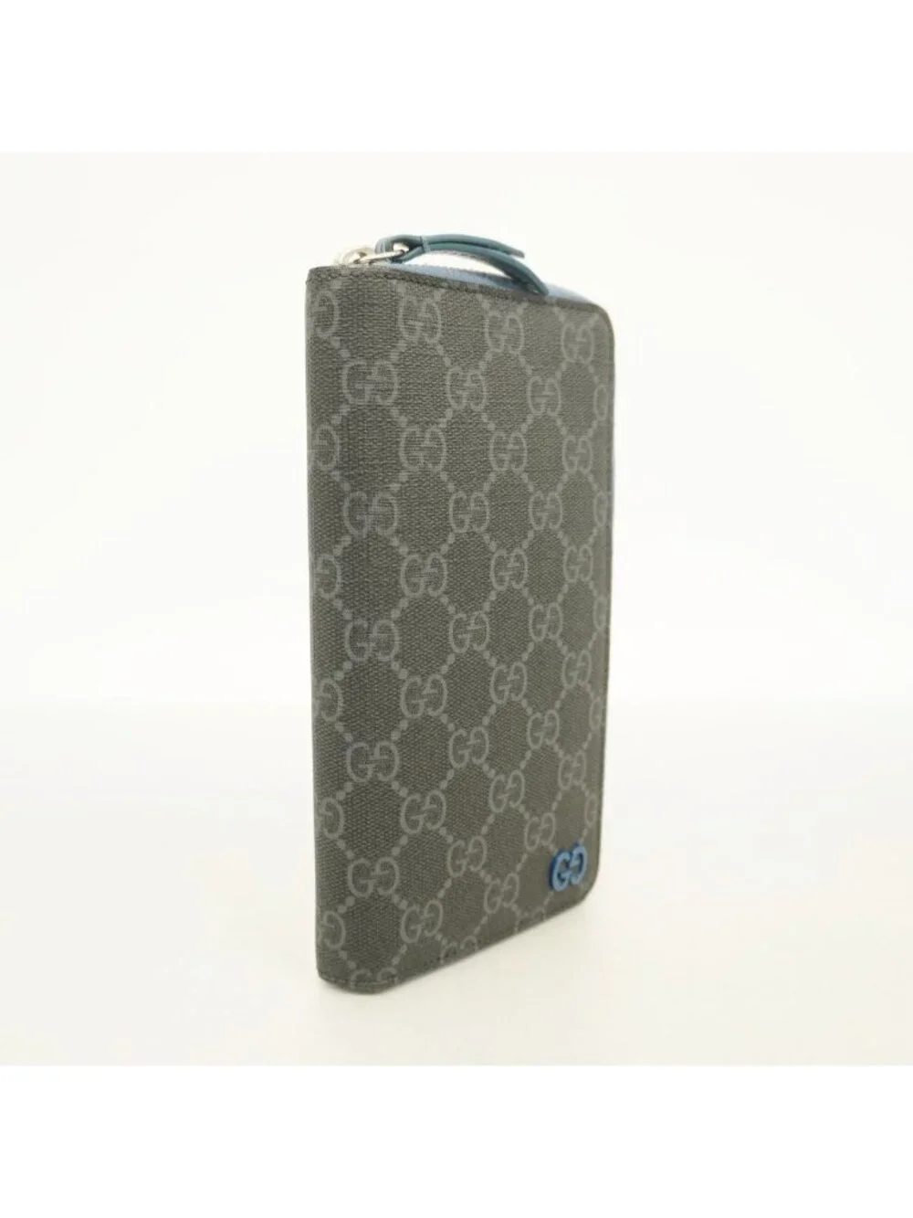 Gucci Wallet GG Supreme Blue Black Silver